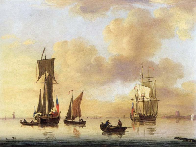 Francis Swaine A royal yacht and small naval ship in a calm